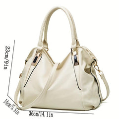 Durable Faux Leather Shoulder Bag Double Handle Tote Handbag