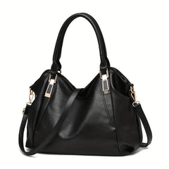 Durable Faux Leather Shoulder Bag Double Handle Tote Handbag
