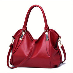Durable Faux Leather Shoulder Bag Double Handle Tote Handbag