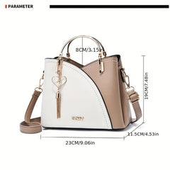 Heart Pearl Tassel Tote Bag with Double Handle - PU Leather Crossbody Bag