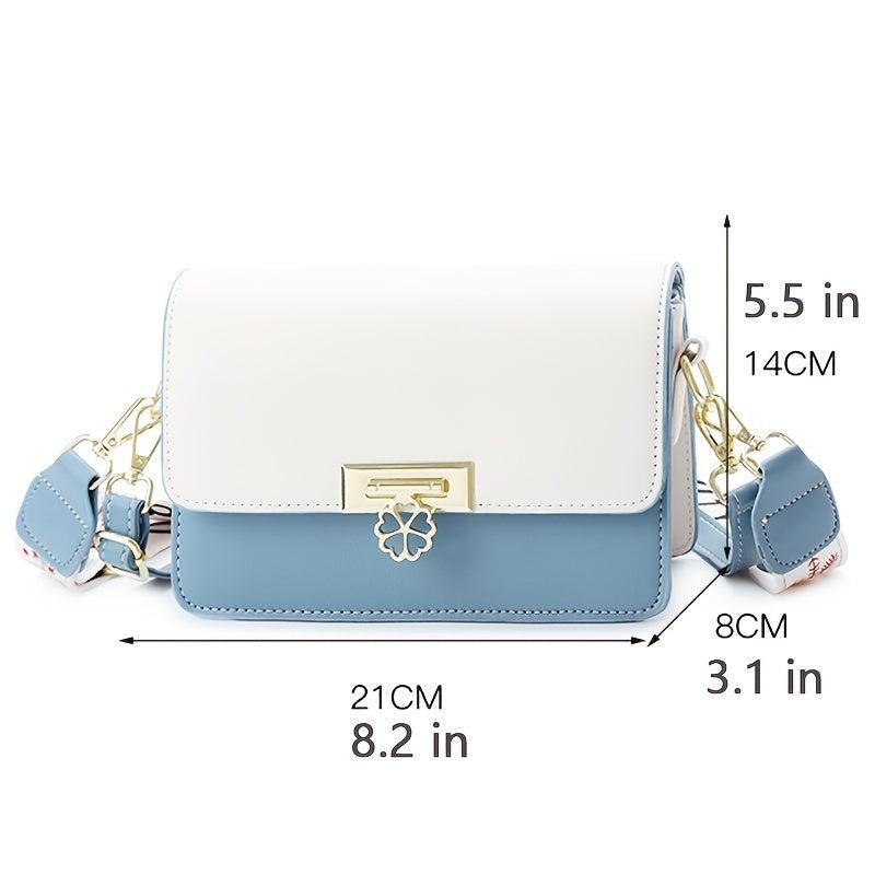Colorblock Flap Square Bag Women's Crossbody Purse
