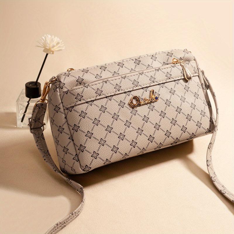 Vintage Pattern Shoulder Bag All Match Purse Zipper Classic Work