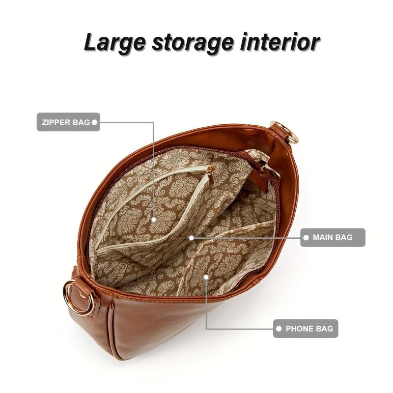Women Handbags Tote Bag Soft PU Leather Retro Large Capacity Casual Shoulder Bag