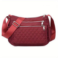 Solid Hobo Shoulder Bag Quilted Detail Crossbody Bag Zipper Bag