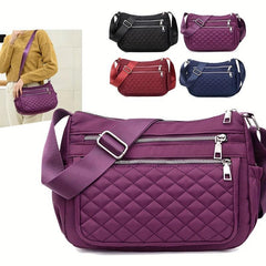 Solid Hobo Shoulder Bag Quilted Detail Crossbody Bag Zipper Bag