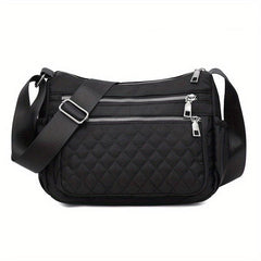 Solid Hobo Shoulder Bag Quilted Detail Crossbody Bag Zipper Bag