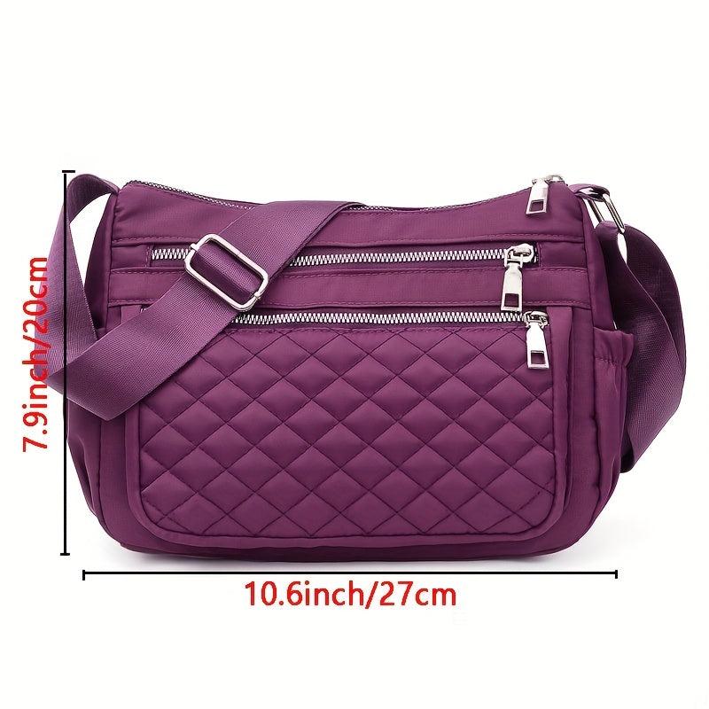 Solid Hobo Shoulder Bag Quilted Detail Crossbody Bag Zipper Bag