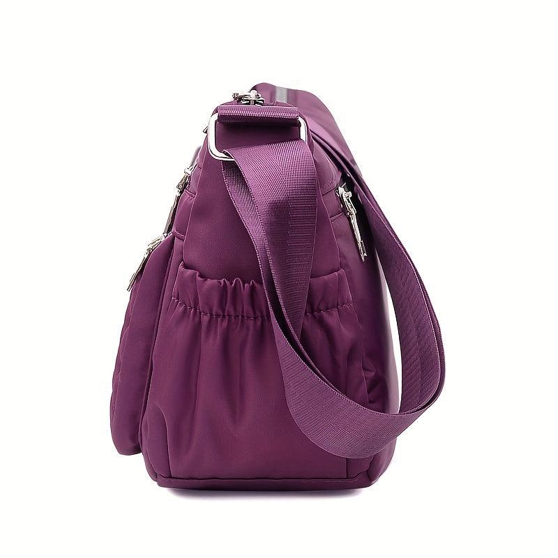 Solid Hobo Shoulder Bag Quilted Detail Crossbody Bag Zipper Bag