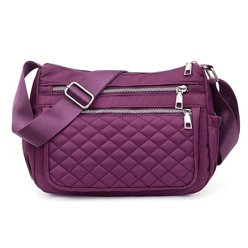 Solid Hobo Shoulder Bag Quilted Detail Crossbody Bag Zipper Bag