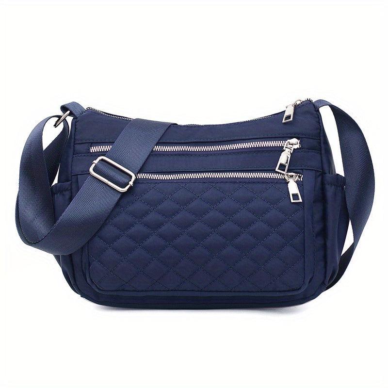 Solid Hobo Shoulder Bag Quilted Detail Crossbody Bag Zipper Bag