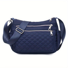 Solid Hobo Shoulder Bag Quilted Detail Crossbody Bag Zipper Bag