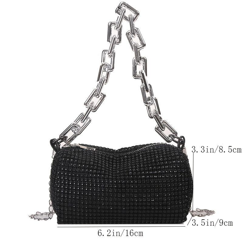 Rhinestone Crossbody Chain Bucket Bag Mini Evening Purse