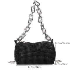 Rhinestone Crossbody Chain Bucket Bag Mini Evening Purse