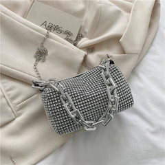 Rhinestone Crossbody Chain Bucket Bag Mini Evening Purse