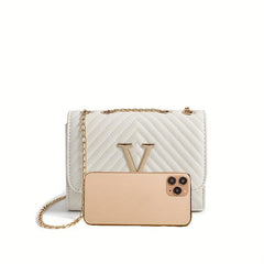 Chevron Quilted Versatile Shoulder Bag Metal Tassel Flap Crossbody Bag