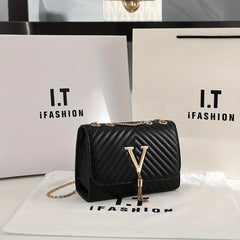 Chevron Quilted Versatile Shoulder Bag Metal Tassel Flap Crossbody Bag