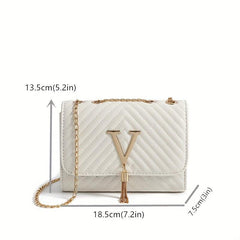 Chevron Quilted Versatile Shoulder Bag Metal Tassel Flap Crossbody Bag