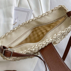 Half Round Straw Bag Woven Crossbody for Holiday