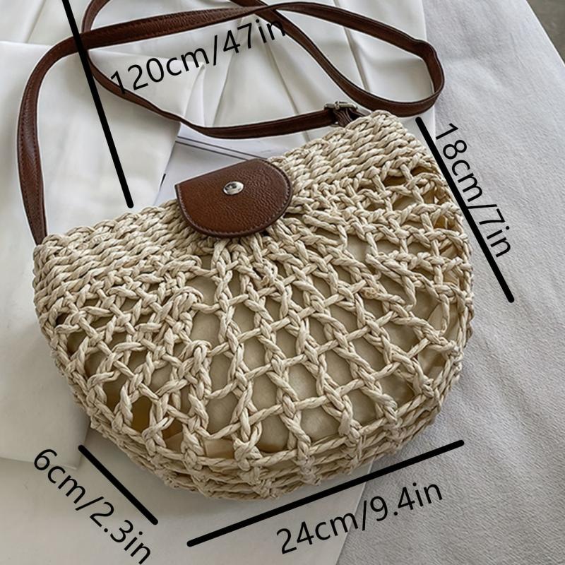 Half Round Straw Bag Woven Crossbody for Holiday