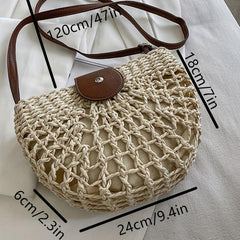 Half Round Straw Bag Woven Crossbody for Holiday