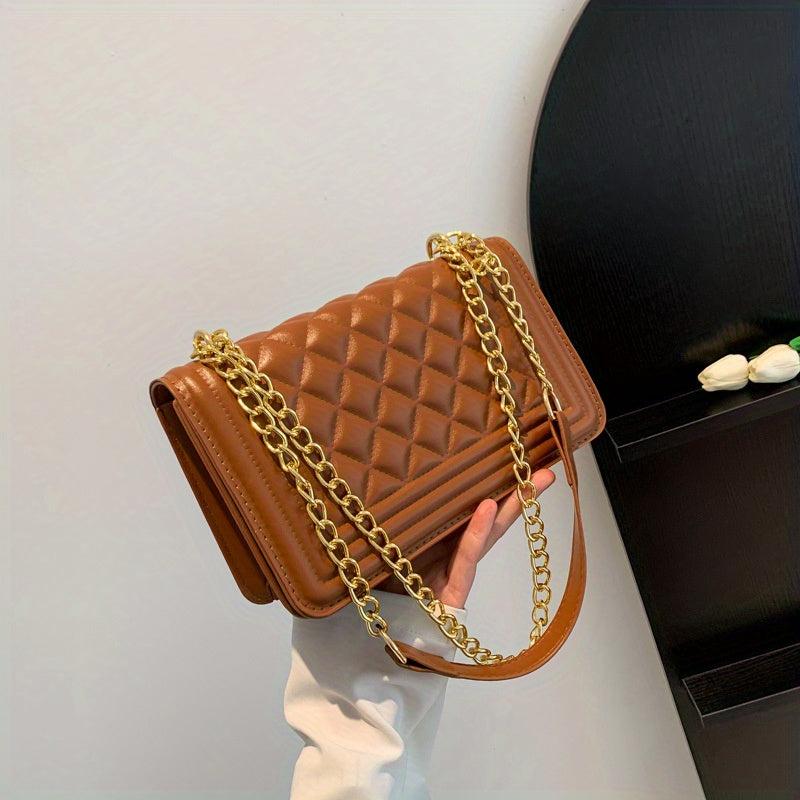 Argyle Pattern Shoulder Chain Bag Classic Bag For Work