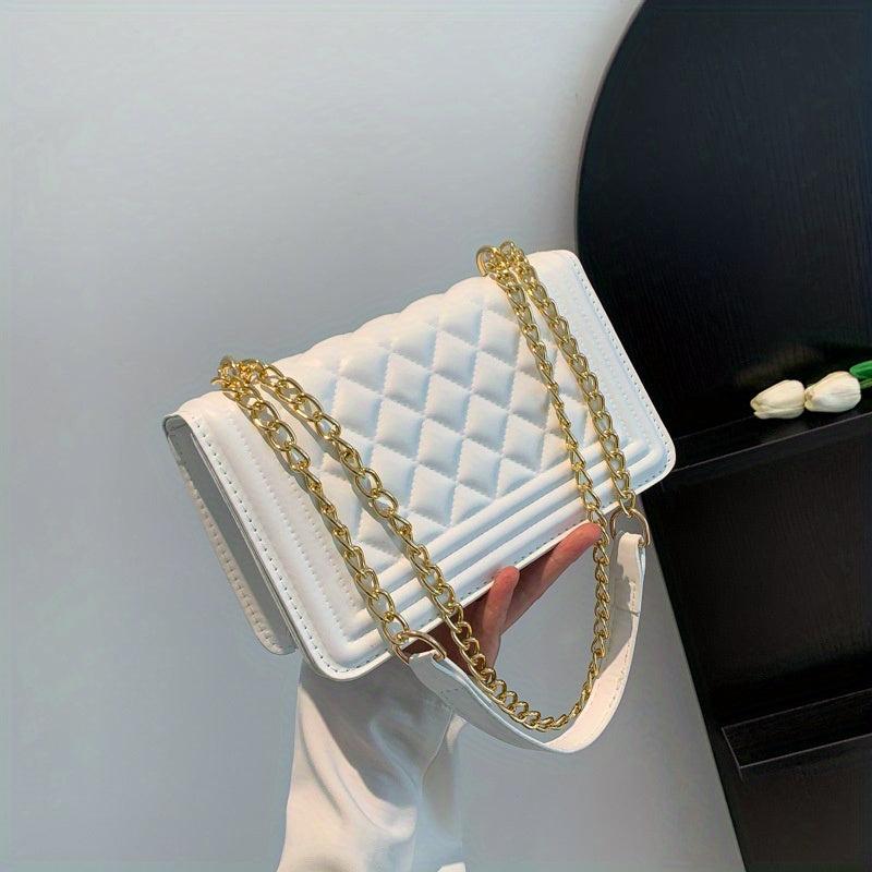 Argyle Pattern Shoulder Chain Bag Classic Bag For Work