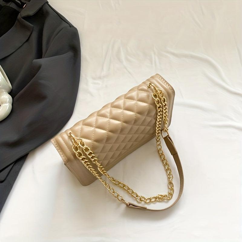 Argyle Pattern Shoulder Chain Bag Classic Bag For Work