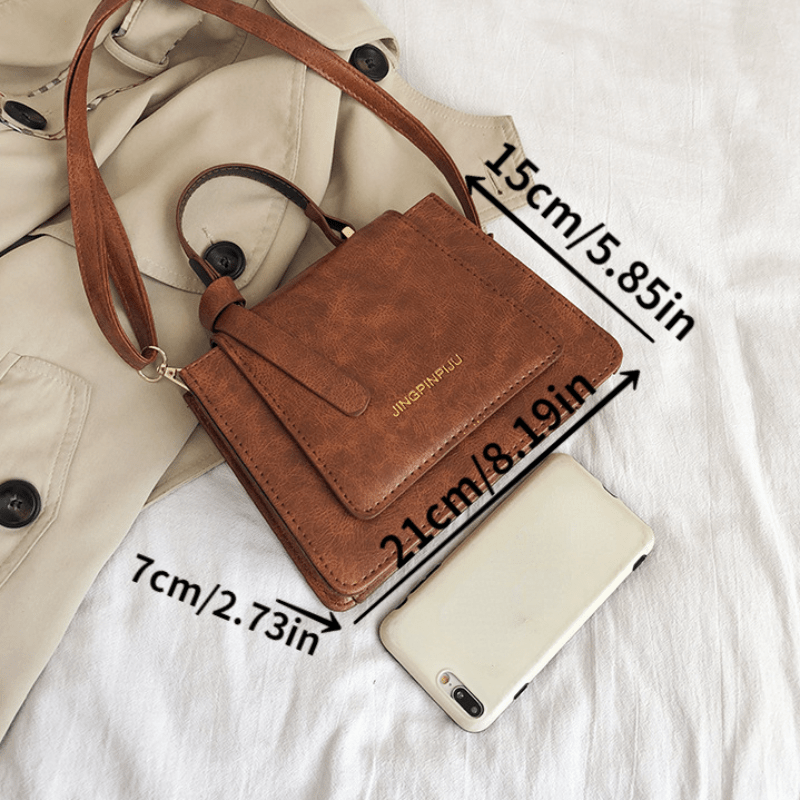 PU Leather Crossbody Satchel Flap Bag Classic Shoulder Bag