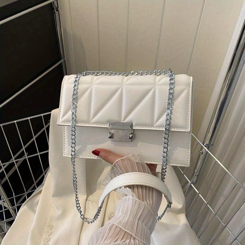 Minimalist Square Shoulder Bag Solid Chain Bag All Match Classic Crossbody Bag