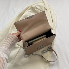 Minimalist Square Shoulder Bag Solid Chain Bag All Match Classic Crossbody Bag