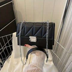Minimalist Square Shoulder Bag Solid Chain Bag All Match Classic Crossbody Bag