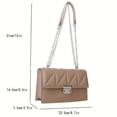 Minimalist Square Shoulder Bag Solid Chain Bag All Match Classic Crossbody Bag