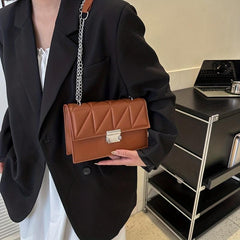 Minimalist Square Shoulder Bag Solid Chain Bag All Match Classic Crossbody Bag