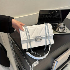 Minimalist Square Shoulder Bag Solid Chain Bag All Match Classic Crossbody Bag