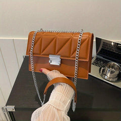 Minimalist Square Shoulder Bag Solid Chain Bag All Match Classic Crossbody Bag