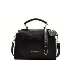Crocodile Embossed Crossbody Bag Letter Studded Decor Shoulder Bag