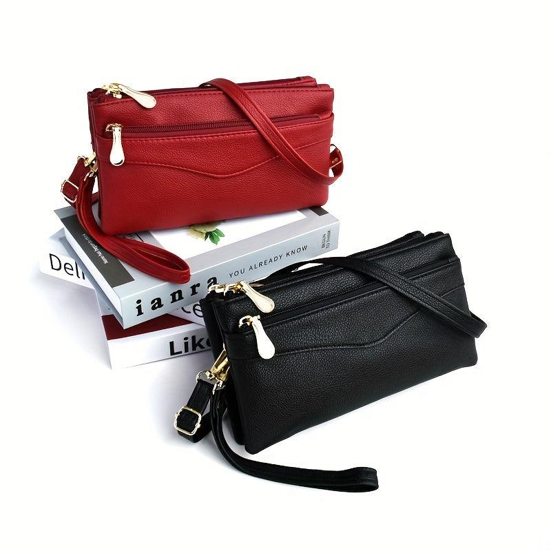 Zipper Clutch Purse for Women Crossbody Bag with Wristlet Wallet