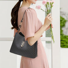 Geometric Pattern Bucket Bag PU Leather Chain Crossbody Purse For Work & Dating