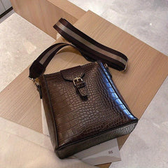 Crocodile Embossed Bucket Bag All Match Crossbody Bag