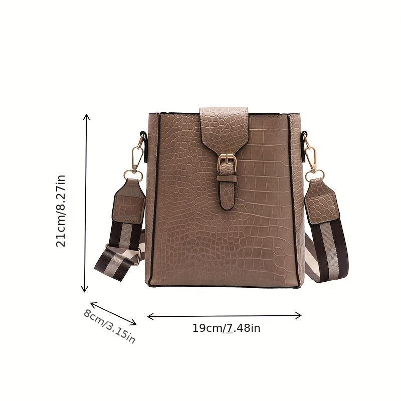 Crocodile Embossed Bucket Bag All Match Crossbody Bag