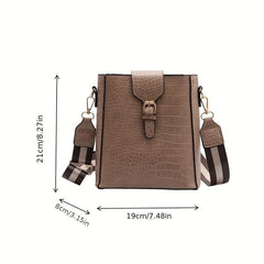 Crocodile Embossed Bucket Bag All Match Crossbody Bag