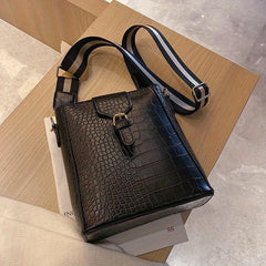 Crocodile Embossed Bucket Bag All Match Crossbody Bag