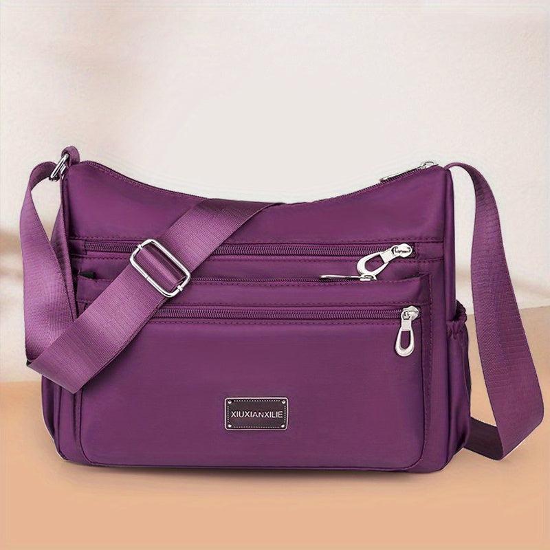 Letter Patch Crossbody Bag Oxford Cloth Purse