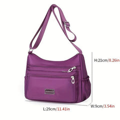 Letter Patch Crossbody Bag Oxford Cloth Purse