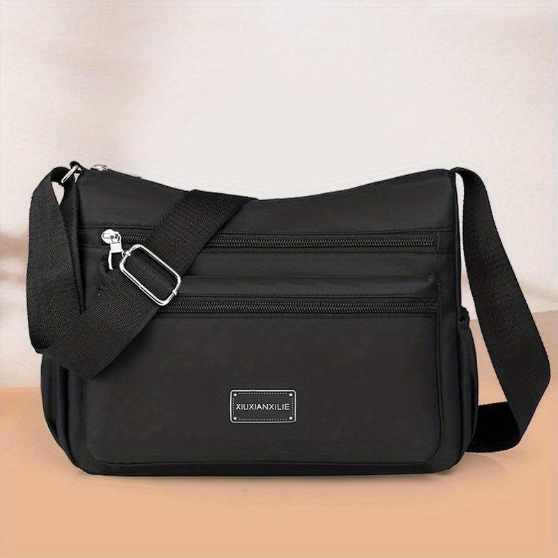 Letter Patch Crossbody Bag Oxford Cloth Purse