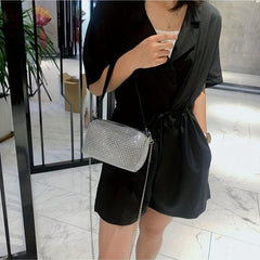 Rhinestone Evening Bucket Bag Glitter Chain Prom Purse Women's Crossbody Bag