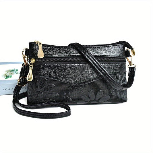 Flower Embossed Crossbody Bag for Women
