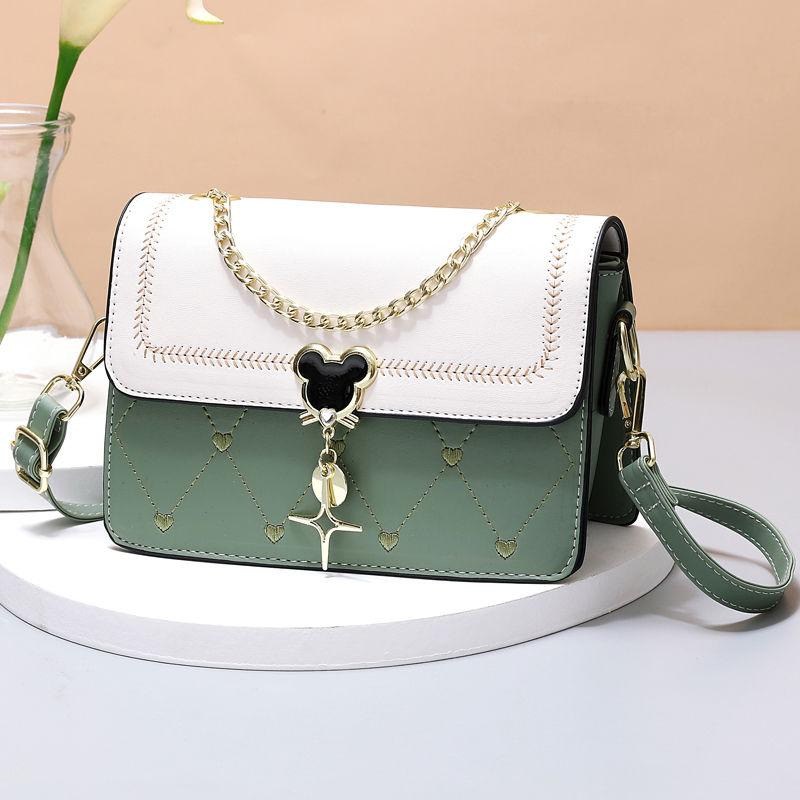 Colorblock Crossbody Bag Heart Embroidered Shoulder Bag