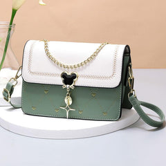 Colorblock Crossbody Bag Heart Embroidered Shoulder Bag