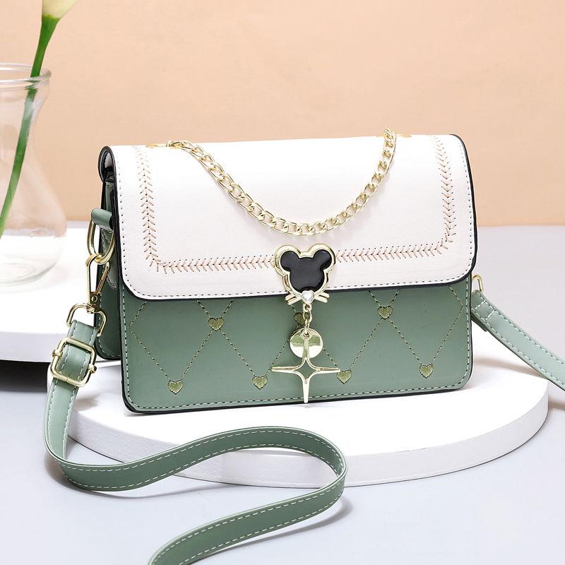 Colorblock Crossbody Bag Heart Embroidered Shoulder Bag